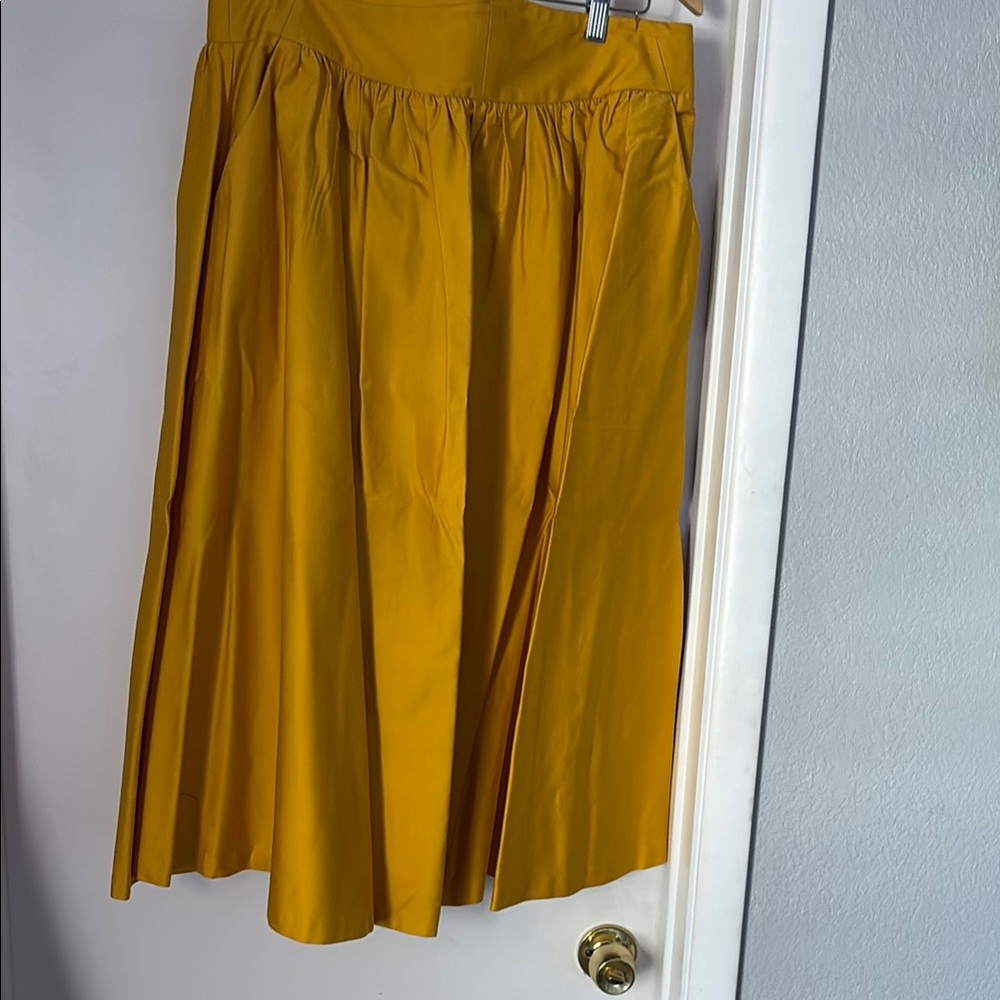 New York & Company Gold Midi A-Line Skirt